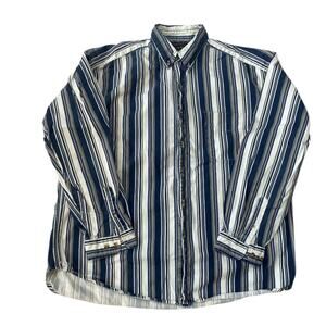 Nikoata Vintage 90s Button Down Shirt Men XL 100% Cotton Twill Striped